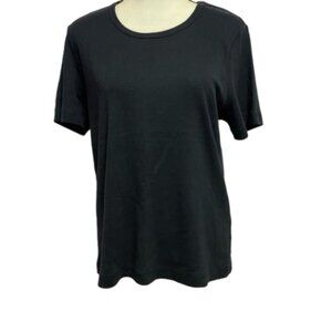 NWT ERIKA 100% Cotton Black Round Neck Short Sleeve Tee Size L #1368
